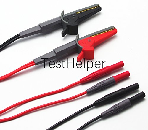 Testhelper Tl200 Lcr Meter Tester 4 Four Wire Silicone Test Leads Lead Terminal Kelvin Clip Alligator With 4Mm Banana Plug #TOP7
