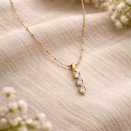 Image of RIDHVEE Anti-Tarnish Gold Plated Pendant Necklace for Women & Girls | Skin Friendly Lightweight Fashion Jewellery | Elegant Minimalist Chain Necklace & Gifting