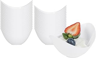 Restaurantware 2 Ounce Sauce Dishes 100 Oval Dipping Cups - Mini Sized Disposable White Plastic Soy Sauce Bowls Unique Design For Appetizers Sauces Small Bites At Buffets Or Parties
