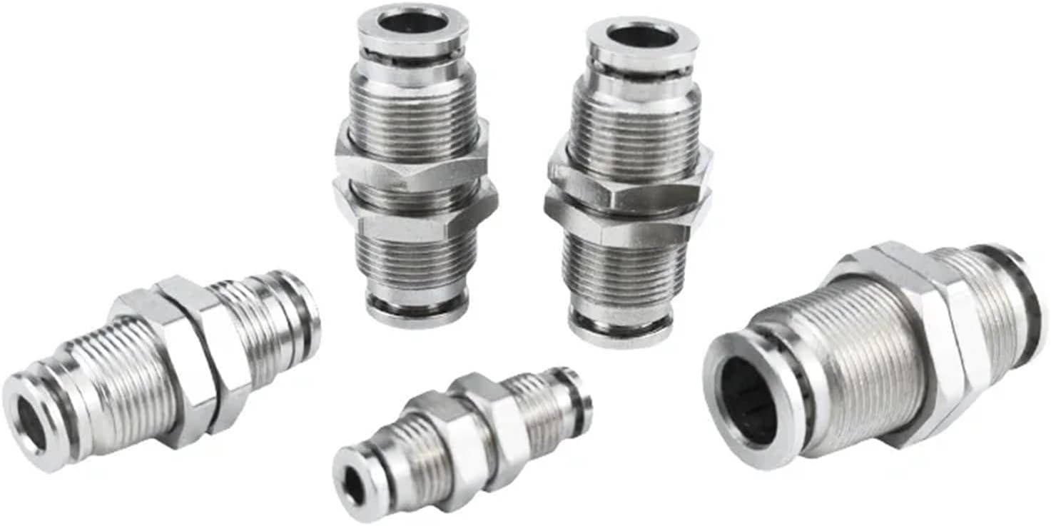 304 Stainless Steel Connectors Fittings PM Air Tube 6mm8mm10mm Push in Hose Connector Quick Release Pneumatic Partition Fitting(10mm)