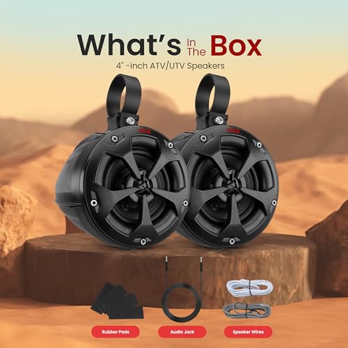 Pyle 2-Way Dual Waterproof Off-Road Speakers, 4 Inch 800 Watt Marine Grade Wakeboard Tower Speakers System, Full Range Outdoor Audio Stereo Speaker for ATV, UTV, Quad, Jeep, Boat - PLUTV41BK, Black by Pyle - Image 6