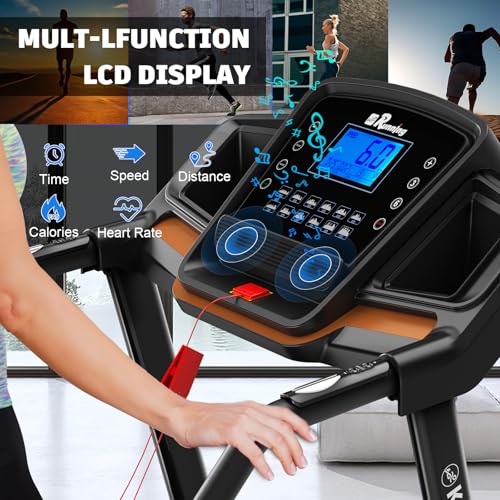 Image of FYC 3.5HP Folding Treadmill for Home with Incline (0.5-10 MPH), 330 lb Weight Capacity - Bluetooth, App Connectivity - Ideal for Walking, Jogging & Running Under Desk Treadmill(Orange)