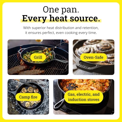 Image of Lodge Seasoned Cast Iron Skillet - PFAS-Free, Non-Toxic Cookware - Use with an Oven, Stove, Grill, or Campfire - Naturally Non-Stick & Oven Safe - 13.25 Inches