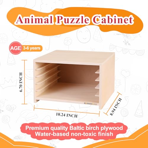 Image of MONTESSORI OUTLET Animal Puzzle Cabinet for 3-6 Years Montessori Education at School and Home