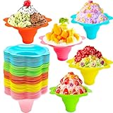 Alaeseje 100 PCS Snow Cone Cups,Flower Shaped Shaved Ice Cups,4 OZ Plastic Snow Cone Bowls for Kids Party Summer Cookout Food Service