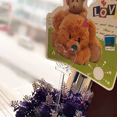 Jili Online 80 Pieces 13 Inch Heart Head Straight Clear Plastic Card Holder Floral Pick Party Supplies #TOP2