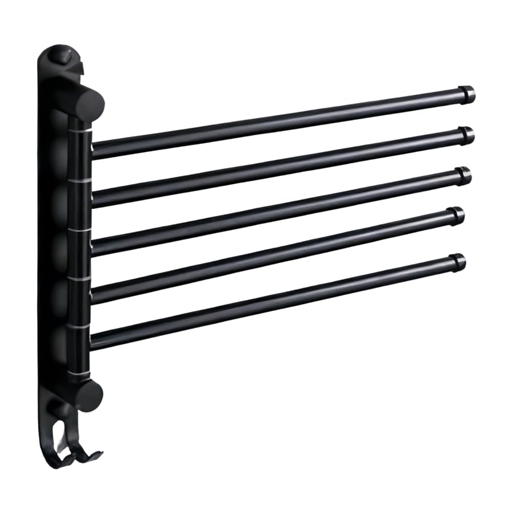 CTRLZS Bath Towel Rack Swivel Towel Rack Bathroom Swing Arm Towel Bar Wall Mounted Clothes Hanger 5 Strokes