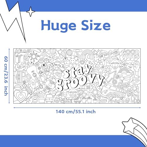 Dvbonike Jumbo Stay Groovy Coloring Poster Retro Hippie Boho DIY Paper - 1