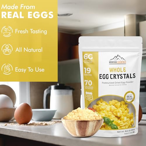 MOUNTAIN ESSENTIALS Whole Egg Crystals Pasteurized Dried Egg Powder 8 Oz Pure Natural Nutrient-Rich Whole Egg Powder For Baking, Cooking, Camping, Quick Meal Preparation Shelf Stable Food Pack of 1 - Thumbnail 4