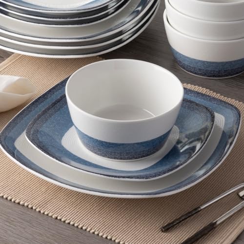 Service de table Noritake Colorscapes Layers bleu et blanc 12 pièces carré - 3