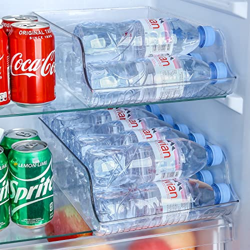Puricon 2 Pack Water Bottle Dispenser Organizer For Refrigerator, Clear Plastic 16.9Oz Water Bottle Container Storage Bin For Fridge Freezer Pantry Cabinet Kitchen -For Water Bottle #TOP4