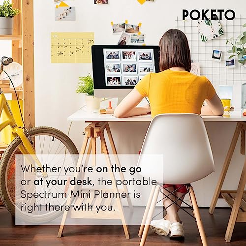 Poketo - Spectrum Mini Planner - Undated 12 Month Wall & Desk Calendar - 11.75” X 8” - Minimalist Design - Spiral Hanging Wall Planner - Eco-Friendly Paper - Office Supplies - 2023 - Rainbow #TOP2