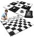 2-in-1 Reversible Giant Checkers & Tic Tac Toe Game | 4ft x 4ft | 100% High Density EVA Foam Mat & Pieces | Extra Large Checker Discs with Jumbo Checkerboard & Yard Size Tic Tac Toss Set