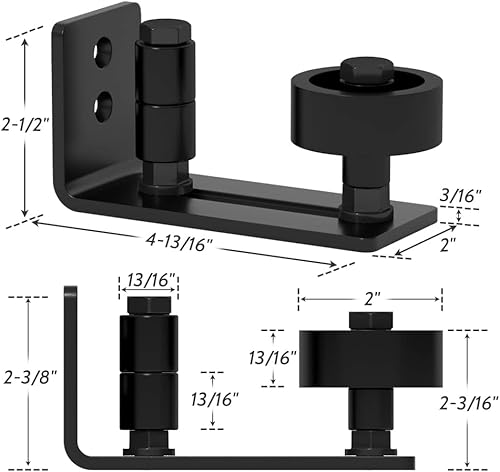 Miniatura 7 de Guía de piso de puerta corredera de granero para parte inferior, 8 opciones de configuración, rodillo ajustable para puertas de todos los tamaños,
