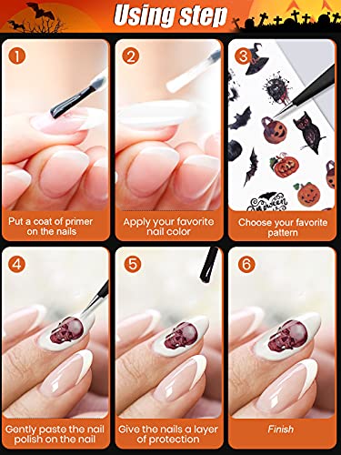 1500+ Halloween Nail Stickers Decals, Torokom Self-Adhesive Diy Nail Art Stickers 3D Nail Design Decals For Halloween Party, Pumpkin/Witch/Bat/Ghost/Skull Halloween Nail Decorations #TOP6