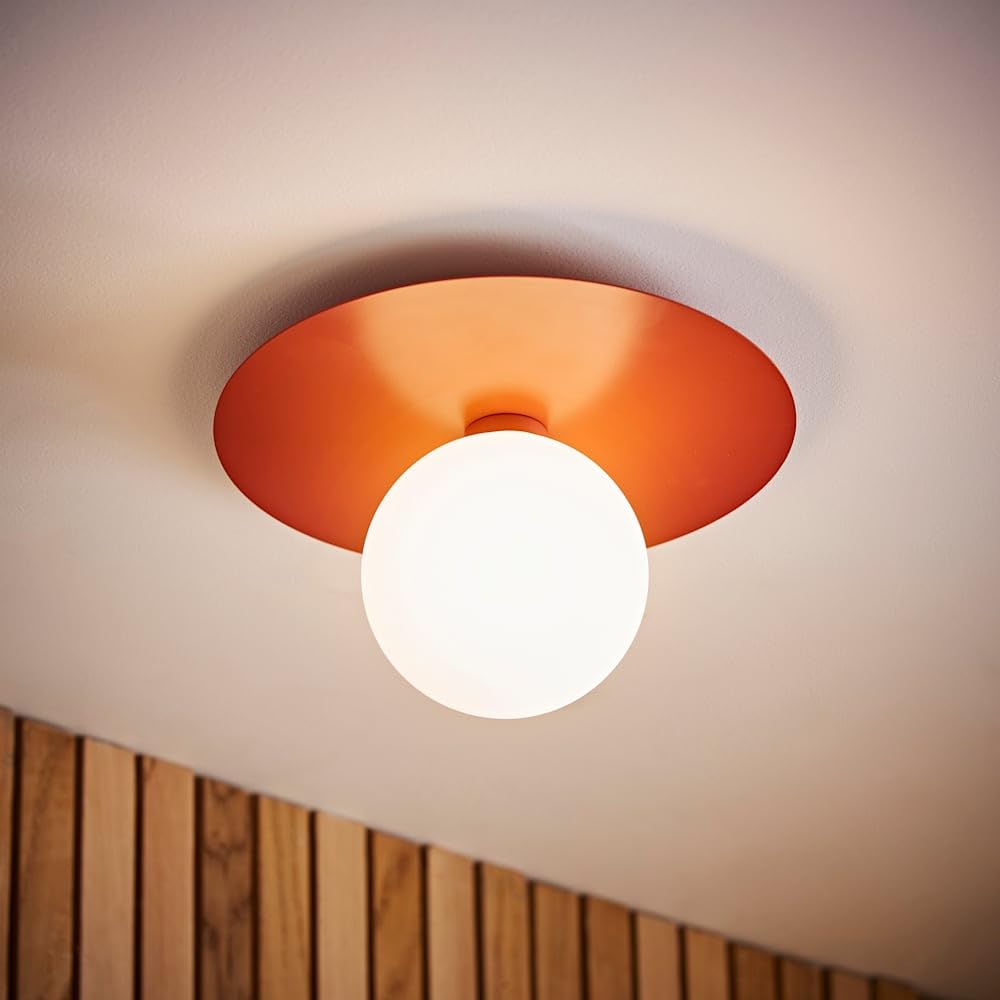 ValueLights | Darla Rust Frosted Globe Bathroom Flush Ceiling Light and Bulb | Ceiling Lights, Home Décor & Improvement Essential | Mains Wired