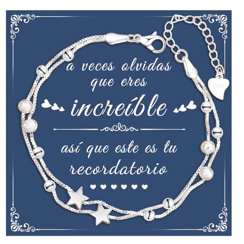 CheersLife Pulsera Regalo Para Mujer - Cumpleaños, Navidad, Amistad - Cuentas Estrella Para Hijas, Amigas, Hermanas, Colegas, Novias, Mamá