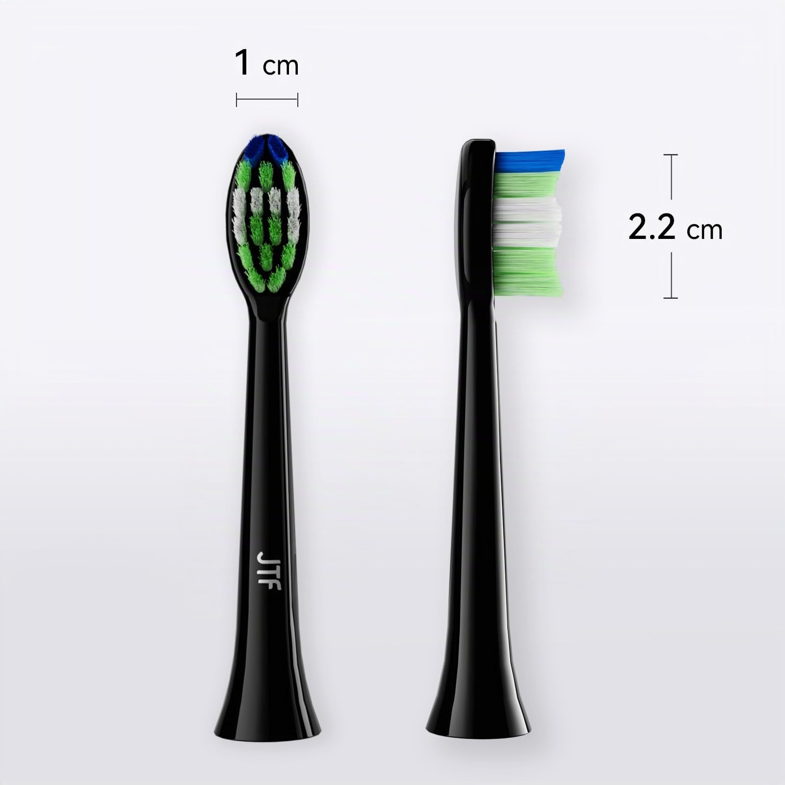 9 têtes de rechange pour brosse à dents électrique JTF, poils moyens, adaptées pour P200 (noir)