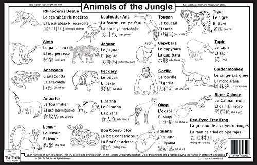 Tot Talk Educational Kids Placemats - Animals Nature Of 4 Table Mats: Ocean, Jungle, Savanna, Mountain Animals - Reversible Activities - Waterproof, Washable, Wipeable, Durable, Double-Sided #TOP2