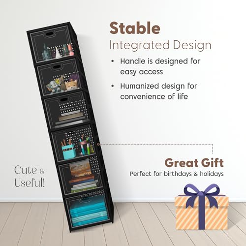 Image of Kuber Industries 3-Tier Transparent Plastic Collapsible Space Saving Closet /Cabinet | Makeup Cosmetics, Books & Stationary Organizer Storage Boxes for Home, Office & Hostel Use | Black