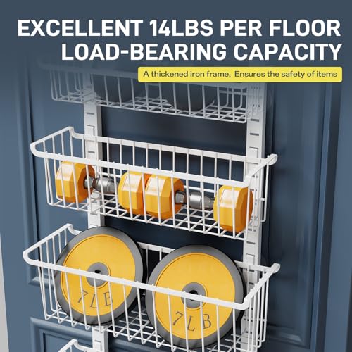 Over The Door Pantry Organizer, 8-Tier Over The Door Organizer with Adjustable Baskets, Metal Hanging Spice Rack for Pantry Organizers and Storage, Suitable for Kitchen Laundry Room & Bathroom, White - Image 6