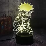 New Cool Japanese Naruto Anime Uzumaki Naruto 3D LED Night Light Remote Control Desk Lamp Christmas Gifts Bedroom Home Decoration Kid Toys Boy Gifts(Cool Uzumaki Naruto)