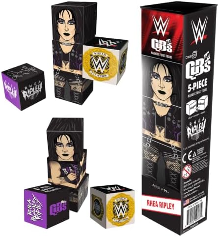 CreateOn WWE Rhea Ripley QuBee – Magnetic Cubes Fidget Figure, Stackable Collectible Toy, WWE Championship Belt Accessory, Desk Toy & Fan Display for Kids & Adults image 5
