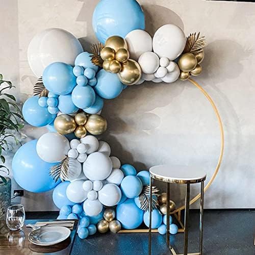 Light Blue Balloon Arch Kit,84Pcs Baby Blue and Gold Balloons Arch Garland Kit with Pastel Blue Gold Latex Balloon,White Grey Balloon,DIY Balloon Arch for Boy Men Birthday Party Decoration,Baby Shower