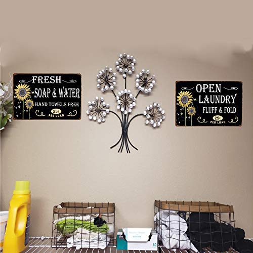 Pxiyou Iron & Fold Tin Sign Bundle Vintage Laundry Room Signs Rustic Wash Room,Bathroom Room Country Home Decor 2Pcs-8X12Inch #TOP6