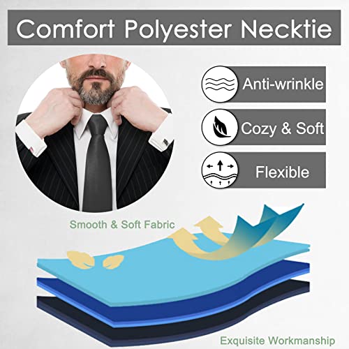 Image of Luckyvestir Mens Tie Solid Satin Neck Ties 3.15'' Formal Necktie for Wedding Business Christmas Father's Valentine's Day Gift