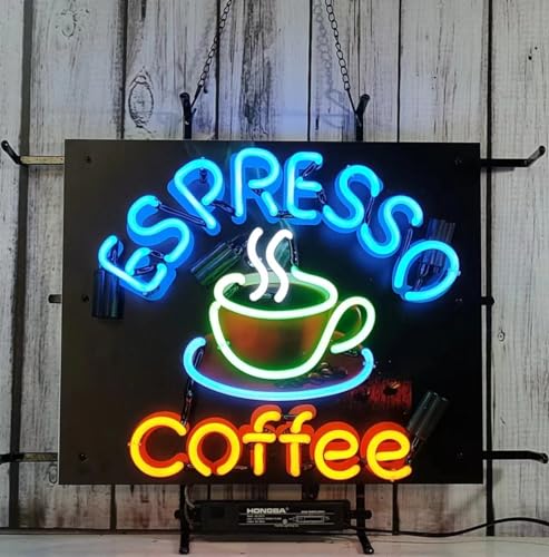 Image of Neon Signs Beer Bar Bedroom Light Compatible For Espresso Coffee Cup Sign Glass Neon Signs for Office Hotel Pub Cafe Man Cave Neon Light Art Wall Lights 24 X 20 Inches