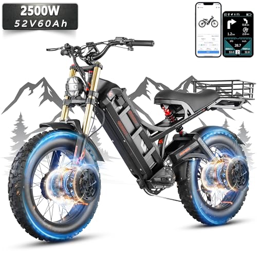 Image of 2026 eAhora Romeo Pro 3 /2 52-46 Mph Electric Bike for Adults, 6000W /4000W /2500W Dual Motor Ebike 60V 80Ah /52V 70Ah Battery 235+Miles Long Range, 26*4.0 inch /20*4.5 inch Fat Tire, Full Suspension, All Terrain