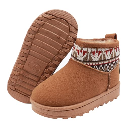 Girls Boys Snow Boots Toddlers Warm Winter Shoes Kids Outdoor Faux Fur Boots with Non-Slip Sole2