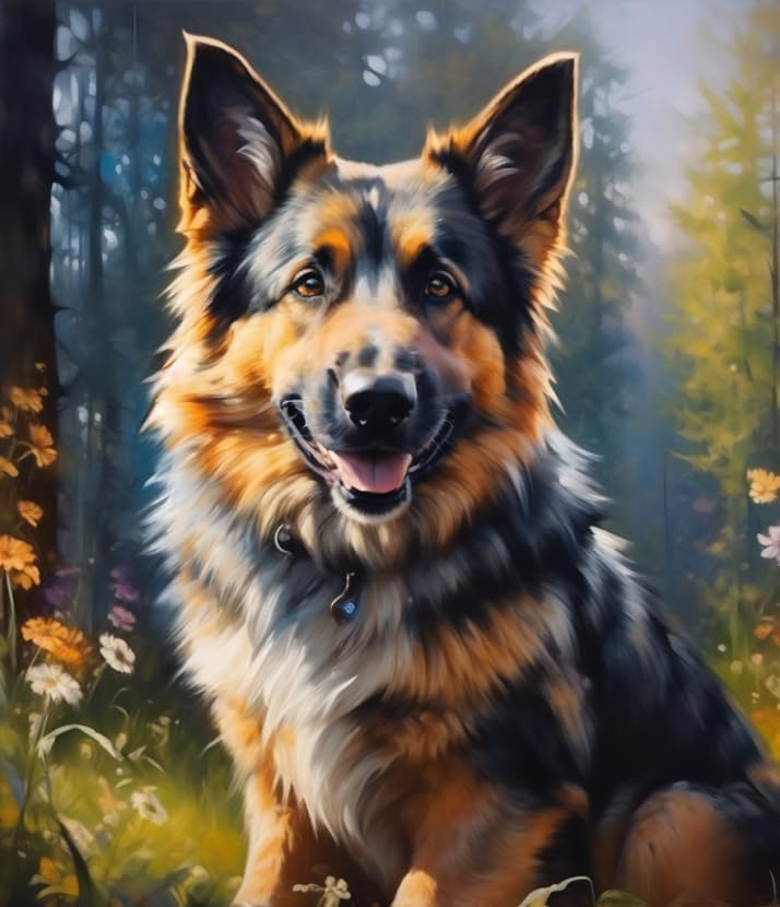 ZMHZMY Adults' Paint by Number Kits,German Shepherd Dog Animal,Paint by Number Kits on Canvas,DIY Oil Paintings for Beginners Arts and Crafts,40x50cm No Frame