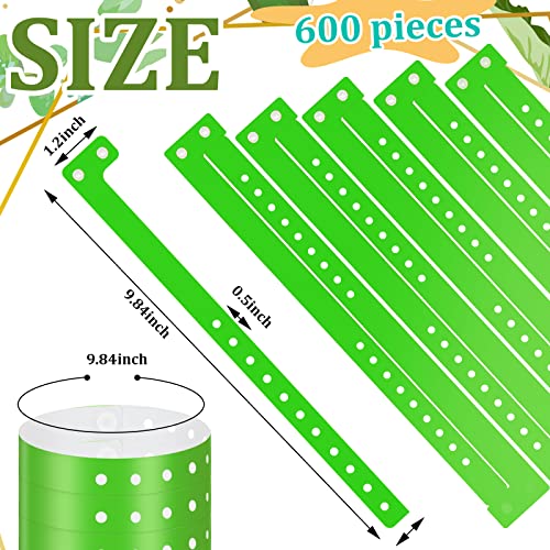Image of Henoyso 600 Pcs Green Plastic Wristbands for Events Vinyl Waterproof Pool Wristbands Neon Color Plastic Bracelet for Party Events Arm Band Identification for Concerts Carnivals