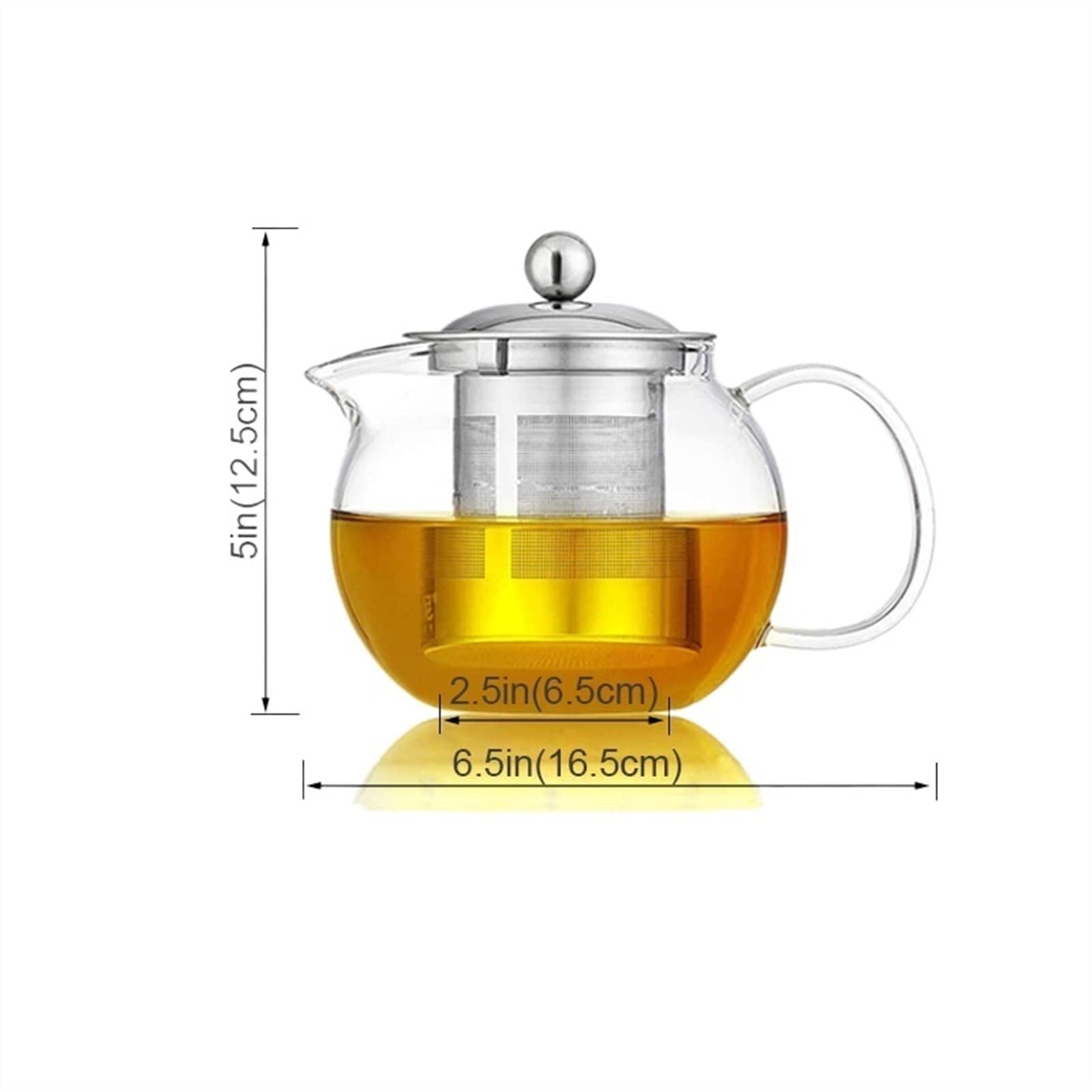 Czajnik Przezroczysty borokrzemowy szklany czajnik z wyjmowanym 304 filtrem ze stali nierdzewnej luźny czajnik liściowy Czajnik (Size : 650ML)