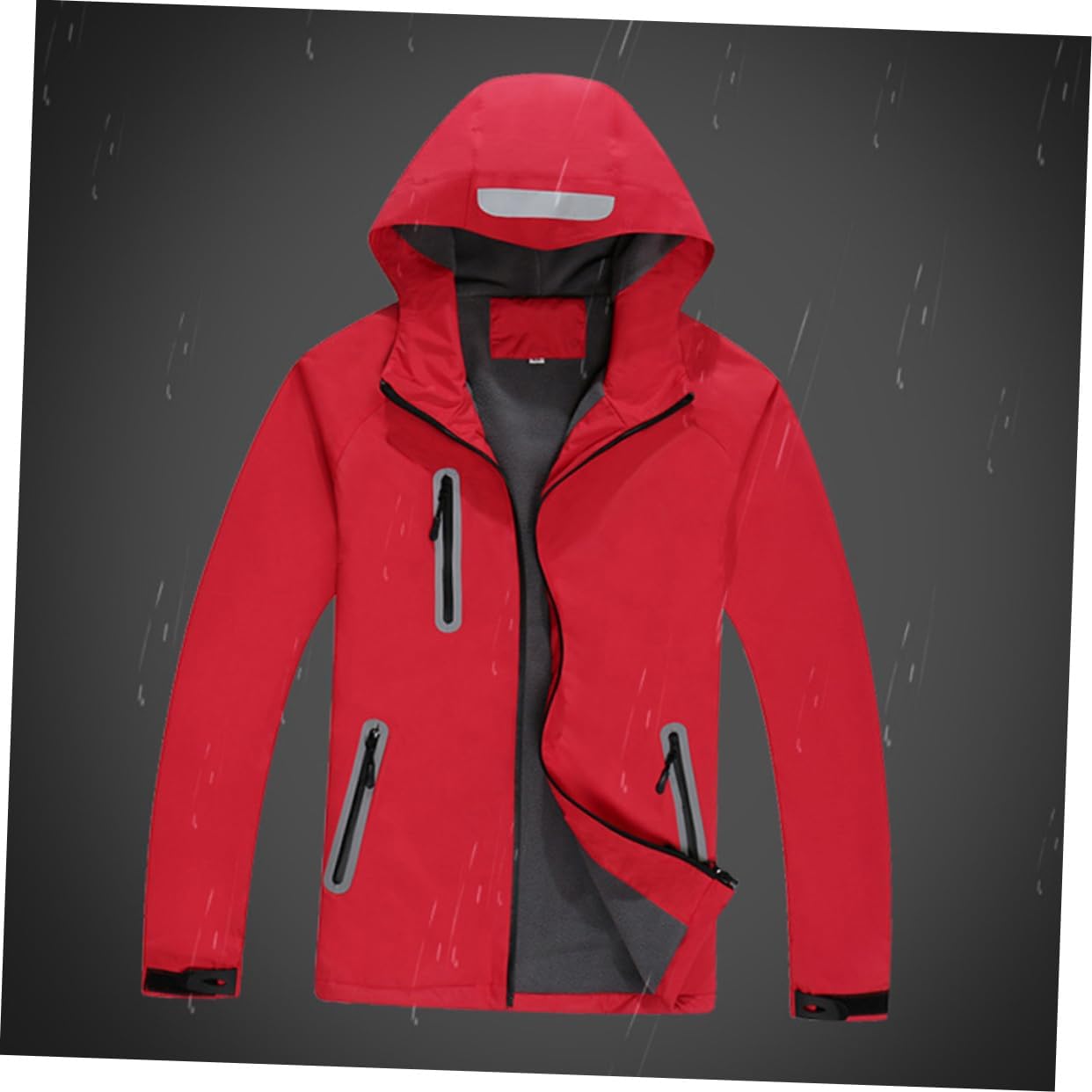 Thick Jacket Zip up Jacket Fleece Hooded Outdoor Coat Rain Men Hooded Hiking Travel Rain