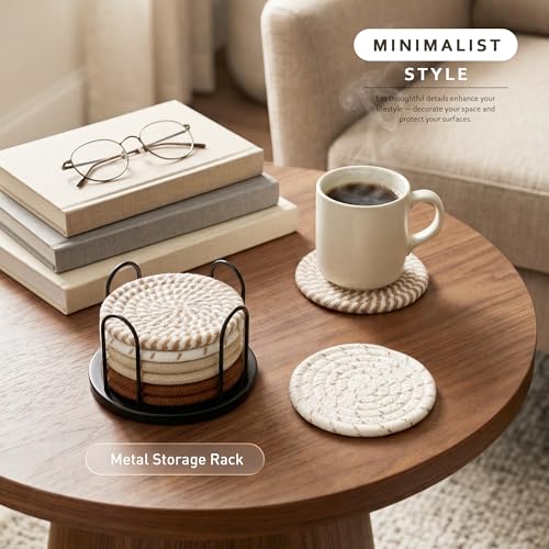 Lazebox Cotton Woven Coasters Set of 8