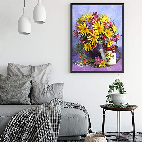 Kit peinture diamant 5D tasse et chrysanthème jaune broderie strass grand format 80x100cm - 3