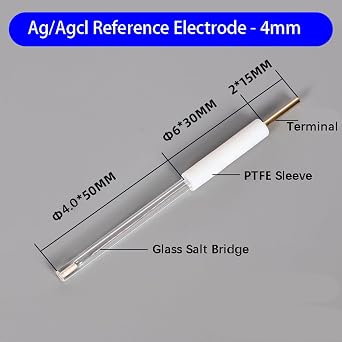 Silver Chloride Silver Reference Electrode, Ag/Agcl Reference Electrode, 1 Pcs 4mm/6mm Diameter Silver Silver Chloride Electrode, Ag+ Electrode (4mm Diameter 50mm Length)