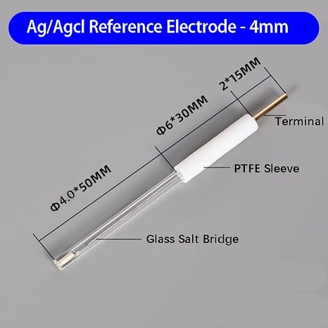 Silver Chloride Silver Reference Electrode, Ag/Agcl Reference Electrode, 1 Pcs 4mm/6mm Diameter Silver Silver Chloride Electrode, Ag+ Electrode (4mm Diameter 50mm Length)