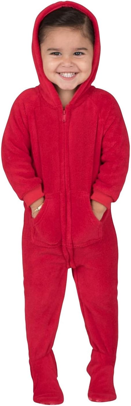 Footed Pajamas - Heatwave Infant Hoodie Chenille One Piece - Infant - Large (Fits 6-12mos.) Red