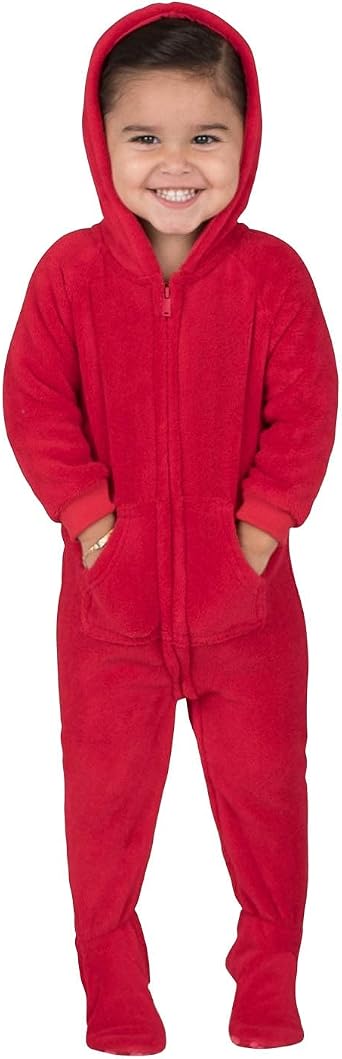 Footed Pajamas - Heatwave Infant Hoodie Chenille One Piece - Infant - Small Fits 0-3mos. Red