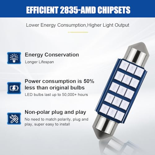 4 bombillas LED 578 azul 6000K 1.6 pulg para auto miniatura 5