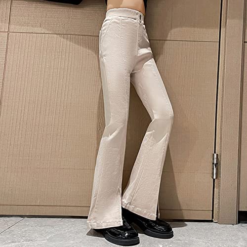 Girl's Black Flare Jeans Button Front Elastic High Waist Flare Bell Bottom Pants Kids Split Stretchy Jeans Pants3