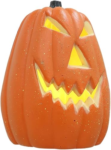 Uonlytech Lámpara de calabaza para decoración de Halloween, lámpara de calabaza con luces LED de plástico, bandeja escalonada, funciona con pilas,