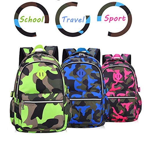 Image of Ladyzone Camo School Backpack Lunch Box Set Lightweight Schoolbag Travel Camp Outdoor Daypack