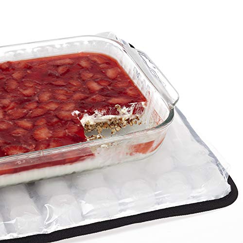 FlexiFreeze Party Mat Chiller - Food Cooling Buffet Cooler for Cold Serving Red/Green with Extra Ice Sheets (19" x 15")
