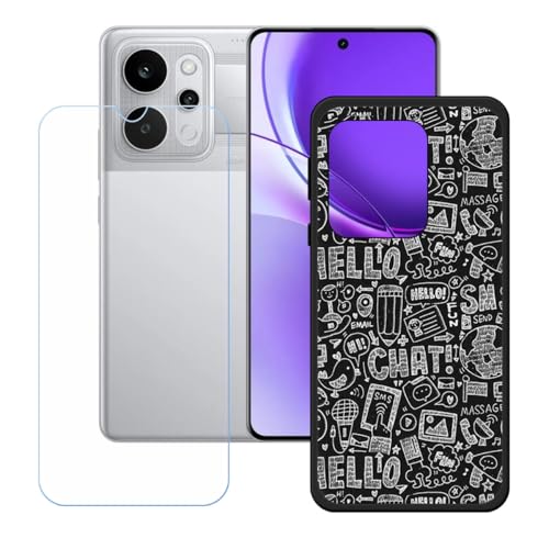 LCEHTOGYE �K�p Realme P4 Power +�����K���X�X�N���[���v���e�N�^�[�p�P�[�X�A�K�p Realme P4 Power (6,8")�ƌ݊����̂���u���b�N�\�t�gTPU�V���R���Q���P�[�X�ی�J�o�[ WZ8