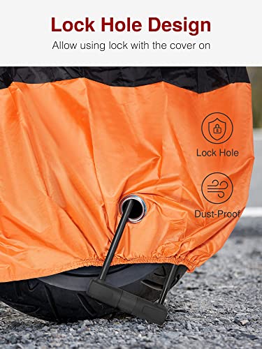 Image of Puroma Motorcycle Cover Heavy Duty Scooter Cover Waterproof Outdoor All Season Universal Weather Quality Protection with Night Reflective, Lock Holes and Storage Bag Fits up to 97 inch Motorcycle Vehicle